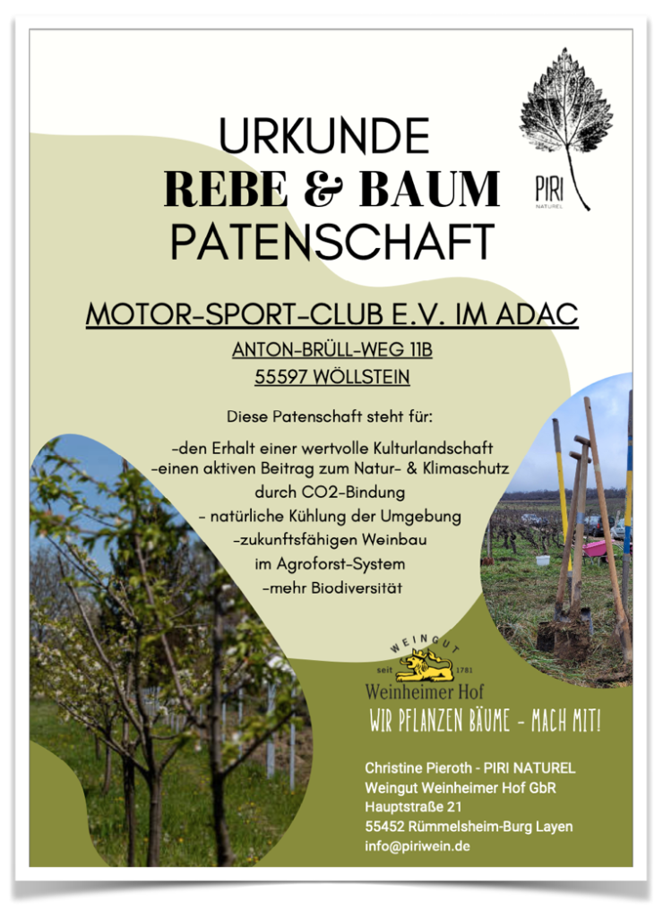 Patenschaft Rebe & Baum - Piri Naturel