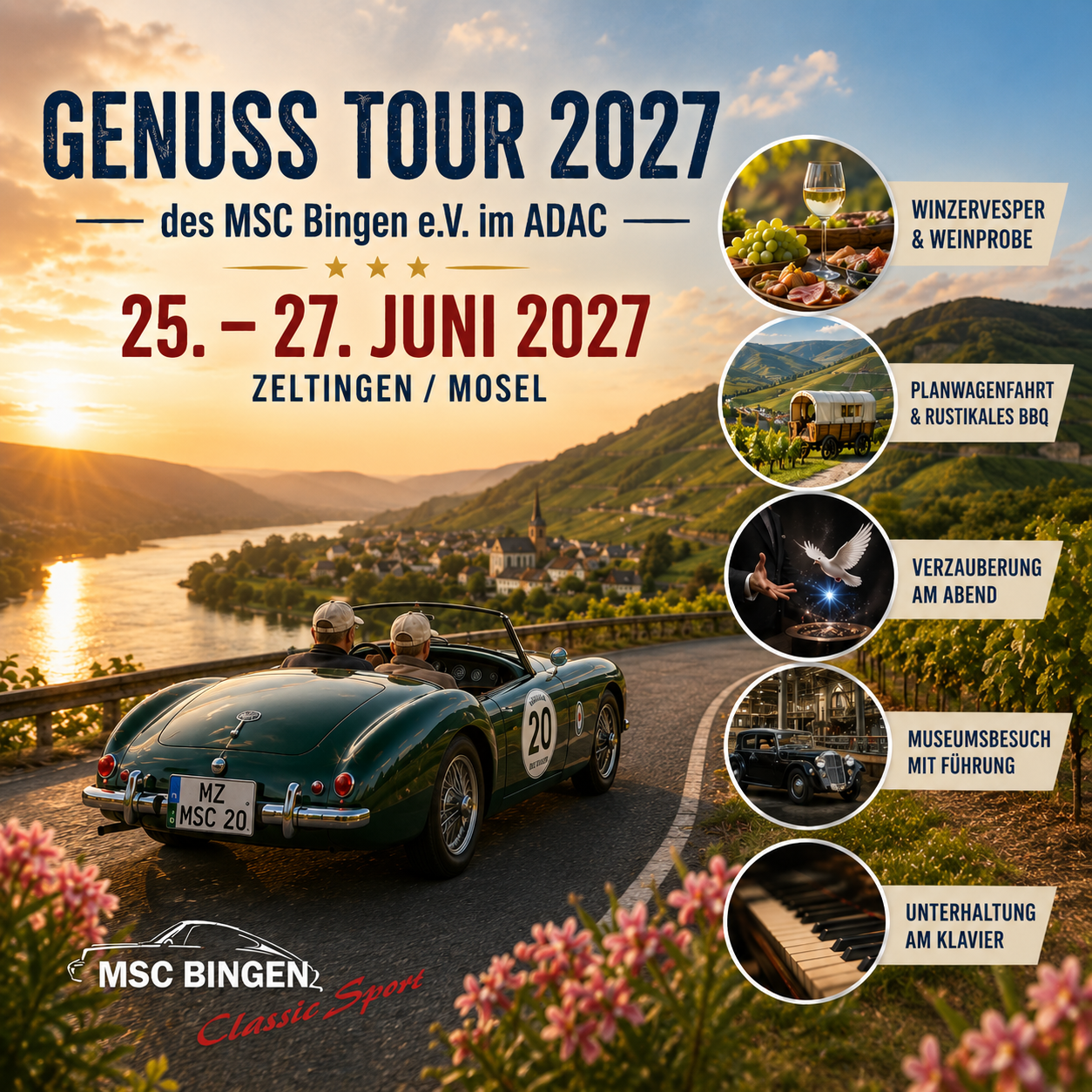Genuss Tour 2027 des MSC Bingen e.V. im ADAC (AI Generated Image) Genuss Tour 2027 des MSC Bingen e.V. im ADAC (AI Generated Image)