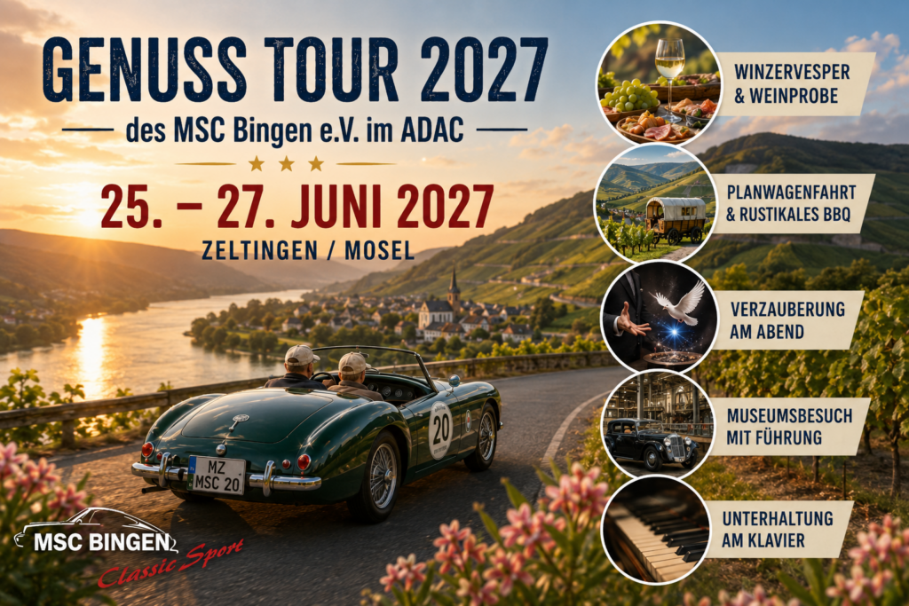 Genuss Tour 2027 des MSC Bingen e.V. im ADAC (AI Generated Image)